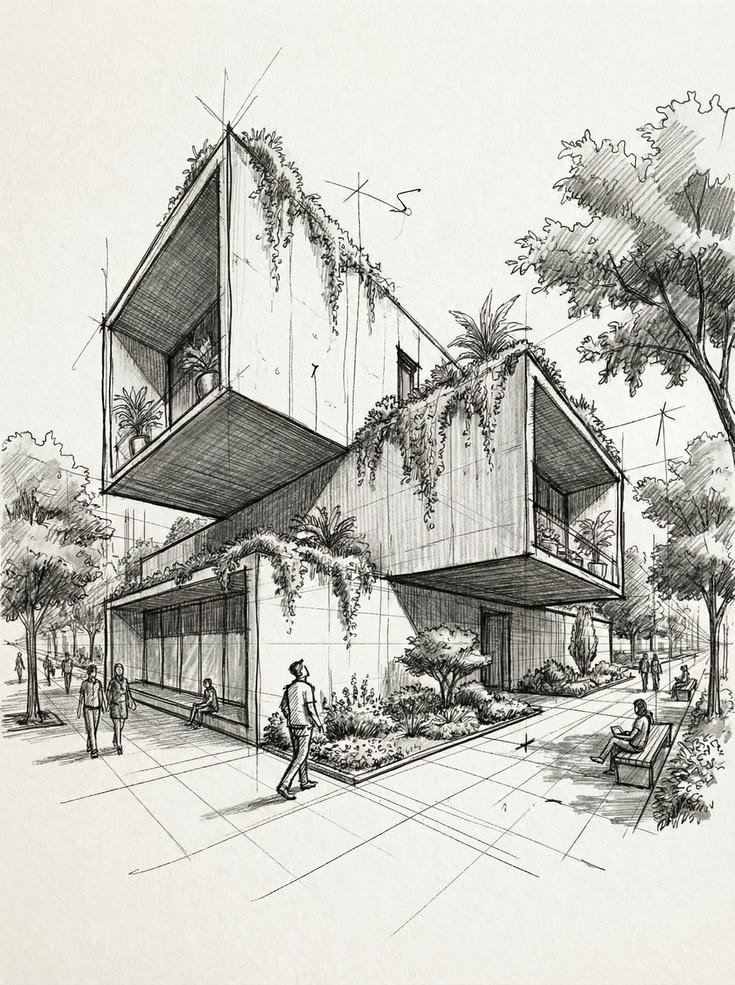 Croquis architectural de la Résidence Yasmine - Design contemporain